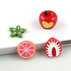 Resin fruit cabochons details, cute DIY phone case charms, miniature apple and strawberry slice.