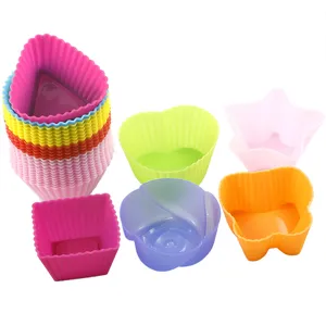 Colorful silicone mold set for baking cupcakes, muffins, jellies, and DIY craft epoxy resin mixing.