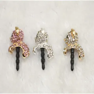 Strass steentjes cartoon beren 3.5mm oortelefoon stofplug telefoon accessoire set