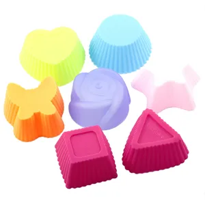 Colorful silicone muffin molds set for baking, cake, jelly, and DIY handmade craft projects.