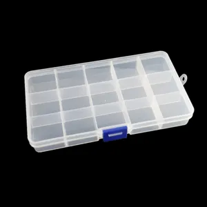Transparante plastic opbergdoos met 15 vakken voor sieraden en nail art accessoires