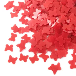 Red matte butterfly sequins for DIY crafts, resin filler, nail art, and eye makeup decor.
