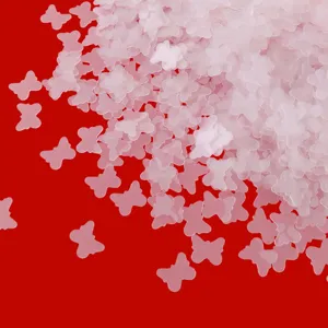 Matte translucent butterfly sequins detail showing delicate hollow design for nail art and crafts.