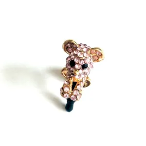 Schattige roze strass beer 3.5mm stofplug voor koptelefoonaansluiting telefoonaccessoire