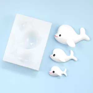 Marine style dolphin silicone mold for DIY epoxy resin craft, large medium small sizes.