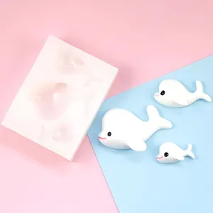 Beluga whale silicone mold set for DIY crafts, fondant, and resin casting accessories.