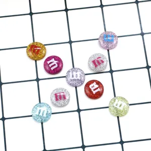Platte hars M glitter cabochons voor DIY telefoonhoesje en handgemaakte sieraden benodigdheden