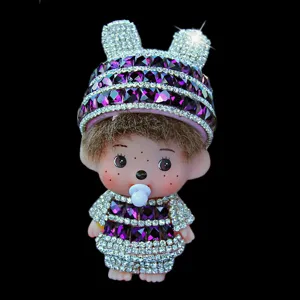 Rhinestone bunny doll charm DIY sparkly crystal pendant phone case accessories cute crystal toy