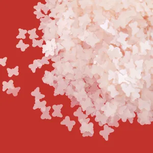 Matte pink butterfly sequins detail, perfect for DIY resin art, nail art and crafts.