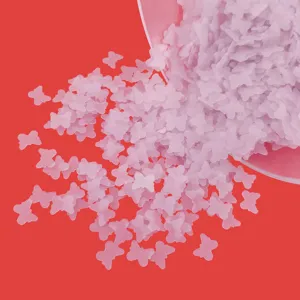 Matte light purple butterfly PVC sequins for nail art and resin DIY crafts detail shot.