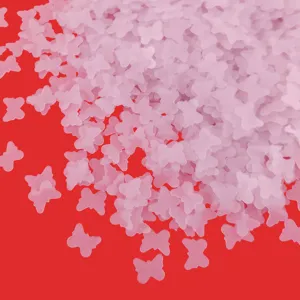 Matte translucent pink butterfly sequins close-up detail for nail art resin DIY crafts.