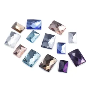 10x14mm rechteckige flache Kristall-Strasssteine für DIY Handwerk, glänzende Glasperlen Handyhülle.