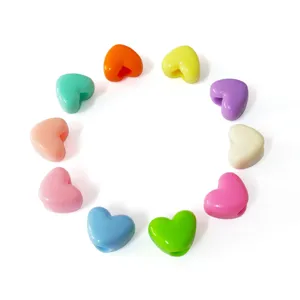Colorful macaron heart beads large hole loose beads DIY bracelet necklace children accessories
