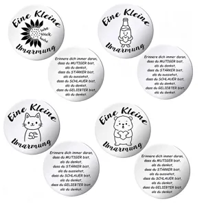 German Eine Kleine Umarmung Stainless Steel Keychain Double Sided Engraved Motivational Lucky Coin Pocket Hug Gift For Friends Unisex