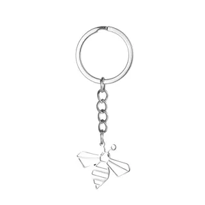 Stainless steel geometric bee keychain metal backpack pendant fashion bag accessory gift