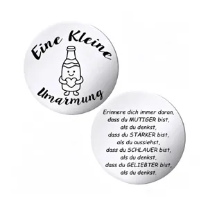 German Eine Kleine Umarmung inspirational motivational engraved metal coin product detail view.