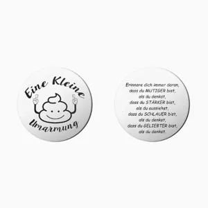 Stainless steel pocket coin motivational token engraved cute funny design daily inspiration.
