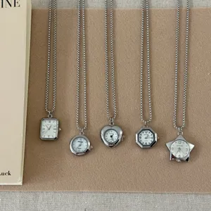 Collana con Ciondolo Orologio da Taschino in Lega Colore Argento Vintage Catena per Maglione Geometrica Unica Collana Lunga da Donna