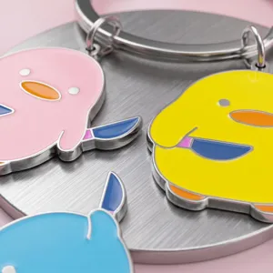 Cute cartoon duck stainless steel keychain creative funny bag hanging accessories