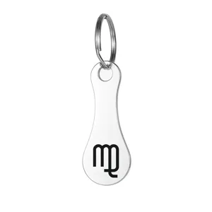 Stainless steel Virgo zodiac shopping trolley coin keyring metal pendant fashion accessory