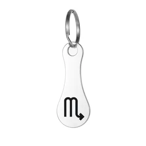 Stainless steel Scorpio zodiac sign keychain shopping cart token metal pendant accessory detail view