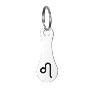 Stainless steel zodiac shopping cart token keychain with Leo symbol pendant for daily use.