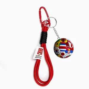 Fußball Schlüsselanhänger Weltmeisterschaft Nationalflagge Gewebtes Lanyard Fußball Anhänger Karabiner Rucksack Schlüsselring Sportfans Geschenk