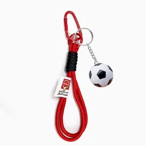 Football keychain lanyard red paracord soccer sports souvenir backpack pendant gift