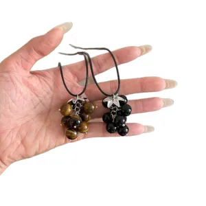 Natural stone grape beaded necklace Korean fashion jewelry sweater chain for women