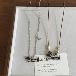 Retro oil-dropping dachshund pendant necklace for women, stylish cute dog sweater accessory