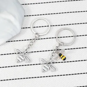 Stainless steel bee keychain cute animal backpack charm pendant gift for women girls teachers