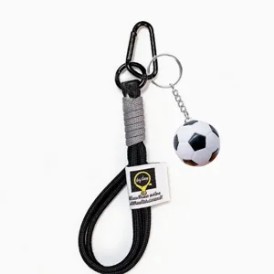 Braided Nylon Rope Football Keychain Sporty Soccer Ball Pendant Keychain With Carabiner For Backpack Bag Charm Ornament