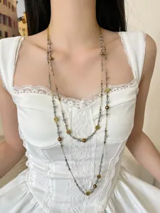Boho meerlagige kralenketting vintage bloemige truiketen voor dames mode sieraden
