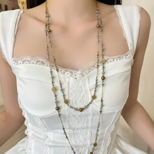 Boheems Etnisch Stijl Dubbellaagse Stapelketting Vintage Kleurrijke Kralen Choker Mode Truiketting Sieraden Vrouwen