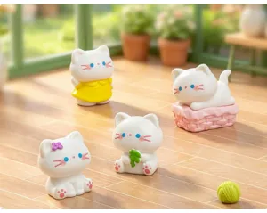 Cute cartoon cat miniature figurines for micro landscape gardening and DIY desktop decor.