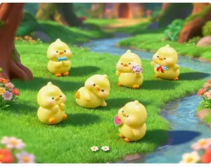 Miniatures mignonnes de petits canards jaunes en résine pour aménagement paysager et décoration auto.