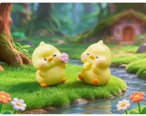 Mignonne figurine de petit canard jaune en résine micro paysage pour décoration de voiture.