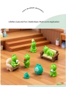 Miniature green frog figurines Japanese style resin craft DIY dollhouse desktop decor
