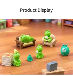 Mini resin frog figurines cute cartoon animal desktop ornaments for dollhouse DIY decor.