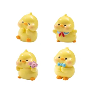 Figurines de canard jaune mignon en résine, accessoires paysagers DIY, jolis ornement auto.