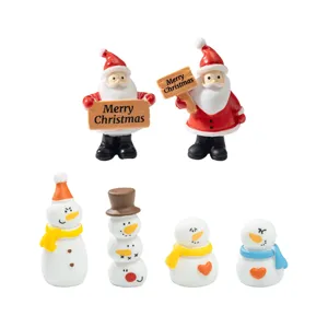 Miniature Christmas Santa Claus Snowman Resin Figurines Micro Landscape Ornaments DIY Snow Scene Desktop Decor Small Statues