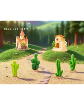 Miniatures en résine château cactus ornements pour paysage de désert DIY et déco de tableau de bord.