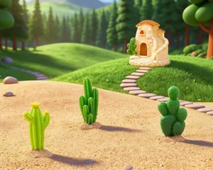 Ornements de château de cactus miniatures en résine pour décoration de paysage.