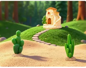Miniature résine cactus château paysage ornements, accessoires DIY mignons pour voiture et déco.