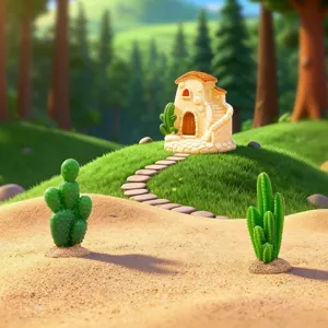 Ornement de château de cactus de paysage miniature en résine pour décor de désert et voiture