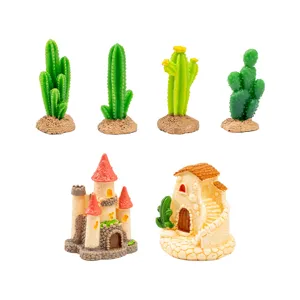 Miniatures résine cactus château ornements paysage DIY décoration succulentes terrarium