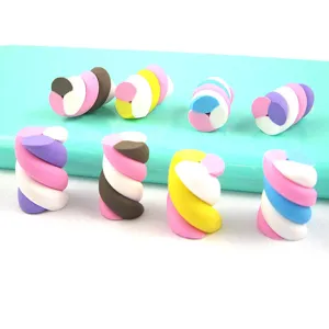 Polymer clay rainbow marshmallow charms for DIY phone cases and hair accessories crafts.