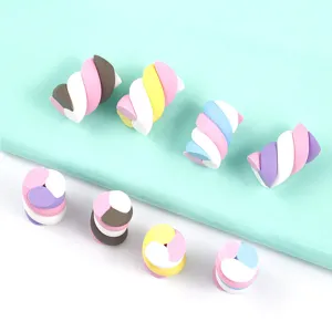 Colorful twisted marshmallow clay charms for phone case DIY craft handmade accessories.