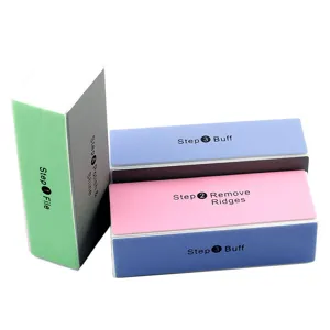 Professional 4-way nail buffer block set for polishing, filing, and shaping nails.