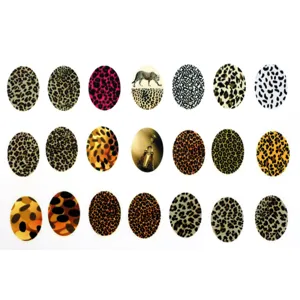 Oval DIY jewelry accessories time gem glass cabochons with leopard print patterns 13x18mm